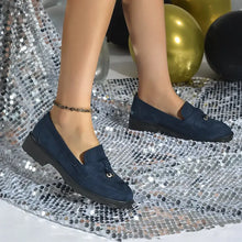 Navy Blue Suede Loafers for Women Woman Loafers