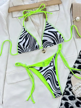 Neon Green Zebra Print Bikini with Adjustable Cup Height Swimwear