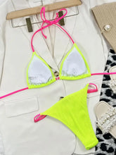 Neon Yellow and Pink High Cut Bikini Set Swimwear Swimwear