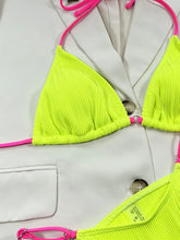 Neon Yellow and Pink High Cut Bikini Set Swimwear Swimwear