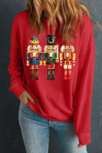 Nutcracker Printed Round Neck Long Sleeve Sweatshirt Deep Red Woman Sweatshirts