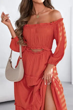 Off the Shoulder Tiered Orange Maxi Dress Maxi Dresses