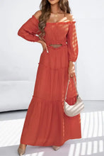 Off the Shoulder Tiered Orange Maxi Dress Maxi Dresses