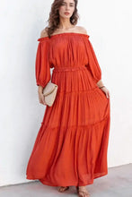Off the Shoulder Tiered Orange Maxi Dress Maxi Dresses