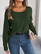 Olive Green Cable Knit Long Sleeve Sweater for Women Army Green Sweater Pullovers