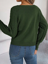 Olive Green Cable Knit Long Sleeve Sweater for Women Sweater Pullovers
