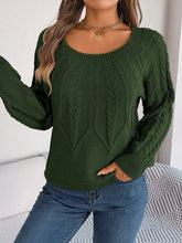 Olive Green Cable Knit Long Sleeve Sweater for Women Sweater Pullovers