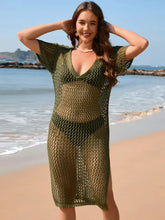 Olive Green Crochet Beach Cover Up Dress Swimwear Cover-Ups
