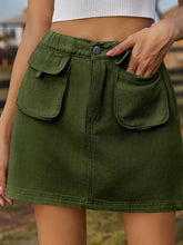 Olive Green Pocketed Mini Cargo Skirt for Women Woman Skirts
