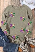 Sequin Round Neck Dropped Shoulder Sweatshirt Sage Woman Sweatshirts