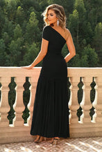 One Shoulder Black Maxi Dress Evening Gown Evening Dresses