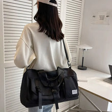 Oversized Oxford Cloth Duffel Bag with Shoulder Strap and Pockets Black One Size Travel Bags