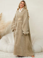Oversized Red Hooded Blanket Sweatshirt with Pockets Sleep Dresses