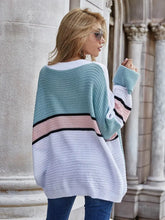 Oversized Striped Knit Sweater with Long Sleeves Sweater Pullovers