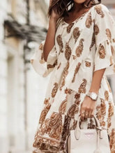 Paisley Print Tie Neck Half Sleeve Mini Dress Woman Dress