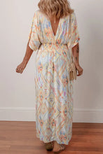 Pastel Floral Print Maxi Dress with Smocked Waist and Side Slit Maxi Dresses