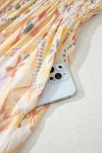 Pastel Floral Print Maxi Dress with Smocked Waist and Side Slit Maxi Dresses