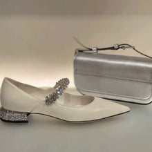 Patent Leather Mary Jane Shoes with Crystal and Jeweled Straps Woman Loafers