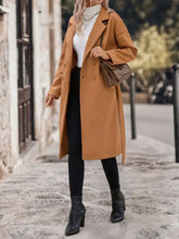 Perfee Dropped Shoulder Tie Waist Coat Casual Dresses