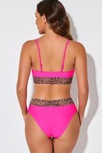 Pink and Leopard Print Bikini Two Piece Swimwear with Moderate Hem Width Swimwear