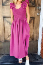 Smocked and Ruffled Dresses and Jumpsuit in Pink Purple and Magenta Cerise Maxi Dresses