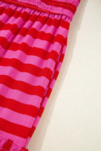 Pink and Red Striped Maxi Dress with Smocked and Ruffled Details Casual Dresses