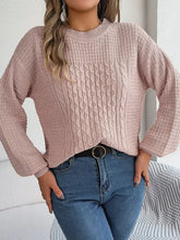 Pink Cable Knit Long Sleeve Sweater Pullover Sweater Pullovers
