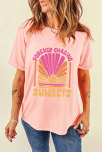 Pink Chasing Sunsets Round Neck T Shirt for Women Woman T Shirts