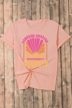 Pink Chasing Sunsets Round Neck T Shirt for Women Woman T Shirts