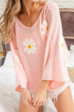 Pink Daisy Floral Sweater with Regular Sleeve Length Blush Pink Sweater Pullovers