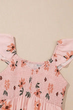 Pink Floral Smocked Maxi Dress Polyester Machine Washable Casual Dresses