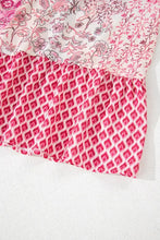 Pink Floral Patchwork Maxi Skirt with Drawstring Waist Woman Skirts