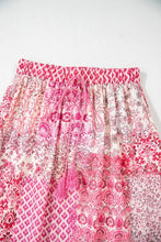 Pink Floral Patchwork Maxi Skirt with Drawstring Waist Woman Skirts