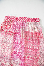 Pink Floral Patchwork Maxi Skirt with Drawstring Waist Woman Skirts