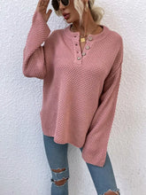 Pink Knit Sweater with Buttons Moderate Stretch 100 Percent Acrylic Sweater Pullovers