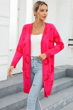 Pink Leopard Print Cardigan Long Sleeve Women's Outerwear Hot Pink Woman Outerwear