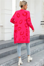 Pink Leopard Print Cardigan Long Sleeve Women's Outerwear Woman Outerwear