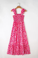 Pink Leopard Print Maxi Dress with Ruffles Maxi Dresses
