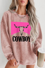COWBOY Graphic Round Neck Sweatshirt Dusty Pink Woman Sweatshirts