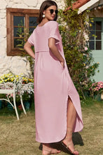 Pink Maxi Dress with Side Slit and Pockets Maxi Dresses