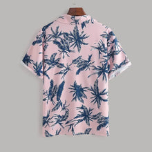 Pink Palm Tree Print Men's Two Piece Shirt and Shorts Set Mens Sets