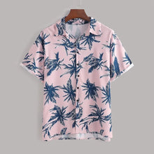 Pink Palm Tree Print Men's Two Piece Shirt and Shorts Set Mens Sets