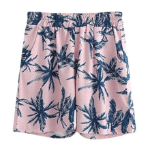 Pink Palm Tree Print Men's Two Piece Shirt and Shorts Set Mens Sets