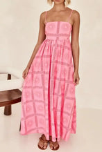 Pink Patterned Maxi Sundress with Ruched and Smocked Details Pink Maxi Dresses