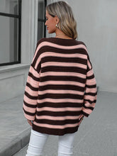 Pink Striped Sweater with Long Sleeve Length Machine Washable Acrylic Sweater Pullovers