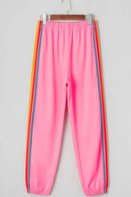 Pink Sweatpants with Rainbow Side Stripes for Women Woman Leggings