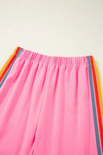 Pink Sweatpants with Rainbow Side Stripes for Women Woman Leggings