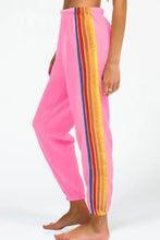 Pink Sweatpants with Rainbow Side Stripes for Women Woman Leggings