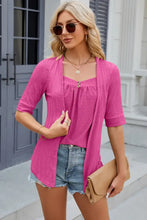 Pink Textured Ruched Top for Women with Medium Sleeve Length Hot Pink Woman T Shirts