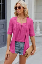 Pink Textured Ruched Top for Women with Medium Sleeve Length Woman T Shirts